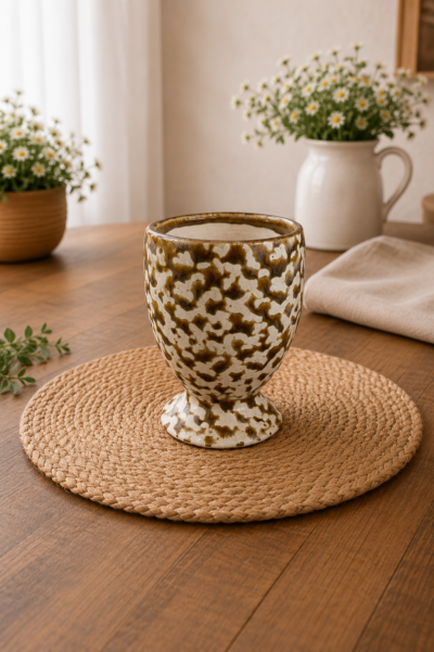 Brown & Cream Ceramic Planter Pot