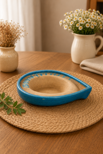 Blue Ceramic Planter Pot with Rustic Glazed Finish