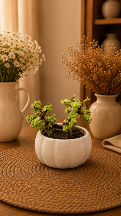 Jade Topiary Plant (Portulacaria afra) in Premium Ceramic Pot