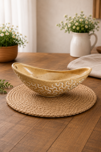 Decorative Mustard Yellow Ceramic Planter Pot