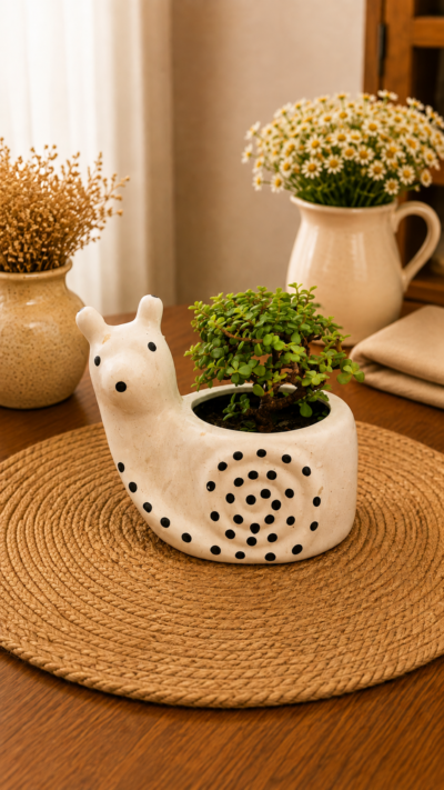 Jade Topiary Plant (Portulacaria afra) in Designer Ceramic Giraffe Planter