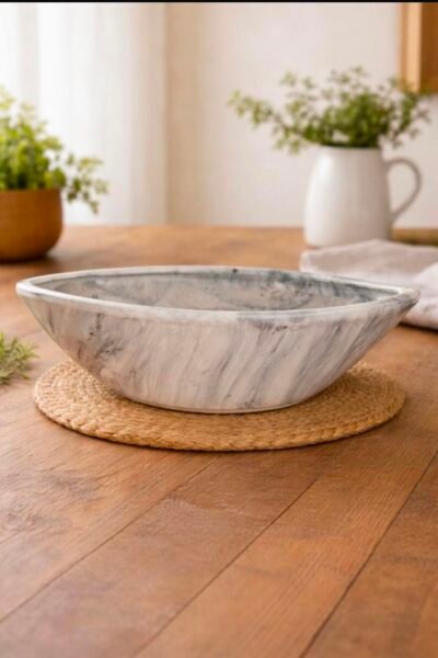 Premium Marble Finish Oval Ceramic Bonsai Pot